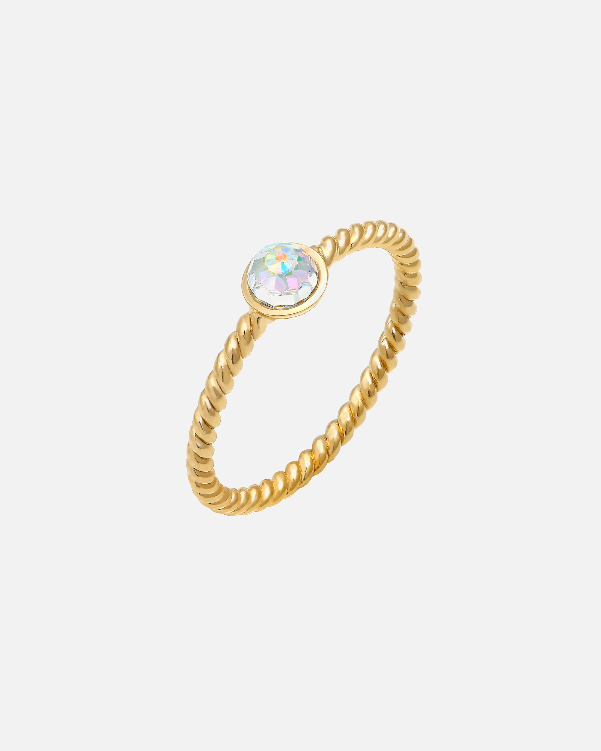 Elli Femmes Solitaire Twisted avec cristaux en argent sterling 925 plaqué or