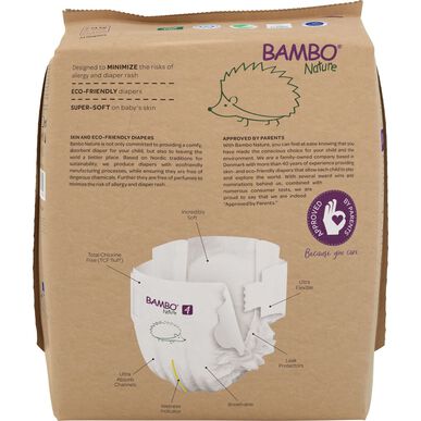 Bambo Nature Miljövänliga blöjor för pojkar och flickor, 0 % parfym, storlek 4, 7–14 kg, 144 enheter.