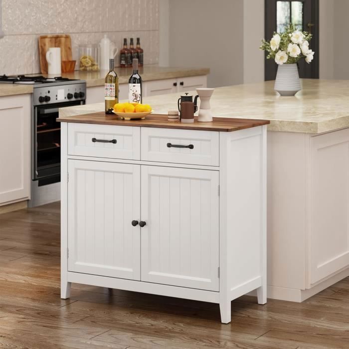 Bealife Storage Unit - Brown - Cupboard, Kitchen Buffet, Kitchen Cabinet with 2 Doors and 2 Drawers, Bathroom Furniture