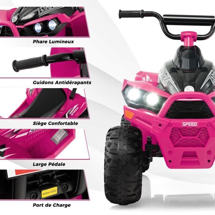 Quad eléctrico COSTWAY para niños, 12V7Ah, luces LED, música, claxon, ruedas anchas, para niños de 3 a 8 años, 96 x 58 x 70 cm, rosa.