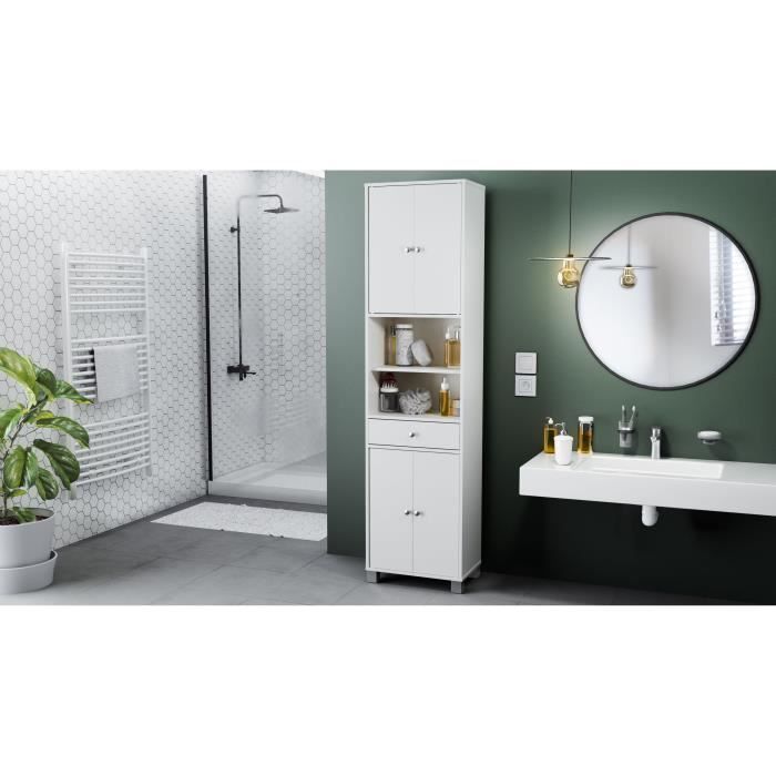 Colonne de salle de bain - BIKINI - 2 + 2 portes - Blanc mat - 34,6 x 10 x 194,5 cm