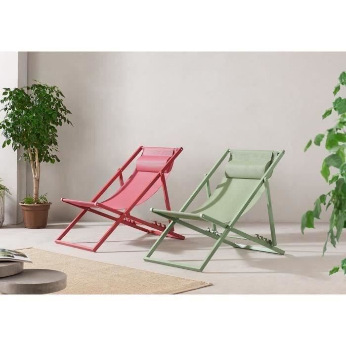Lot de 2 Chiliennes PAROS - Structure en acier - L 63 x P 104 x H 85 cm - Terracotta
