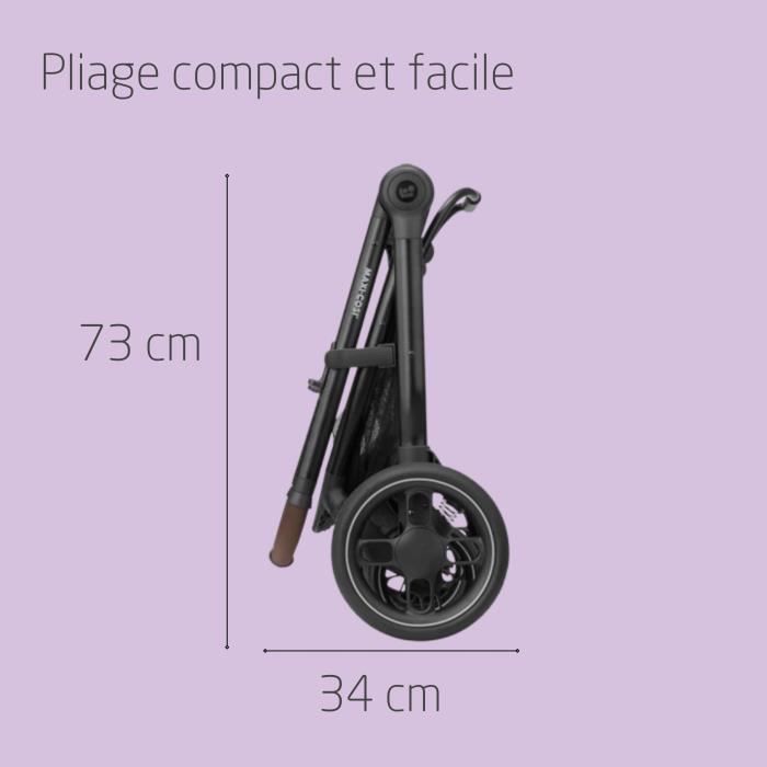 MAXI-COSI Trio Poussette 3 en 1 ZeliaS, Nacelle+Siège auto Cabriofix S iSize+Sac à langer+habillage pluie, 0-22Kg, Dark grey