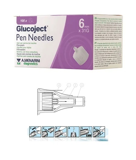 MENARINI Glucoject naalden voor insulinepen 31G 6mm, 100 stuks
