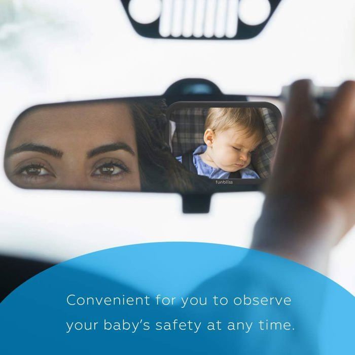Espejo retrovisor para coche de bebé, espejo retrovisor para coche de bebé con visión clara y amplia, fácil instalación, rotación de 360° para ajuste.