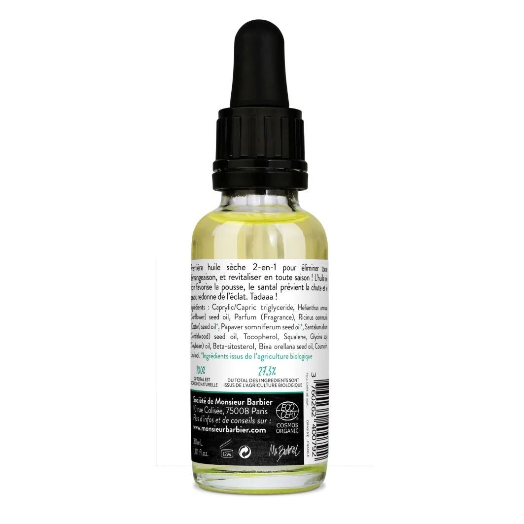 Monsieur Barbier Huile sèche BIO Barbe & Cheveux - FULL CARE BLACK EDITION