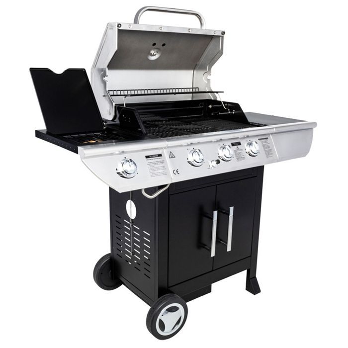 Gas barbecue - SOMAGIC - BALTIMORE - 3 burners - Side burner - Enameled cast iron griddle and cooking grates