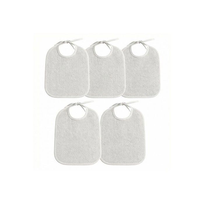 Conjunto de 5 babadores impermeáveis 30x40 cm - Algodão - Branco