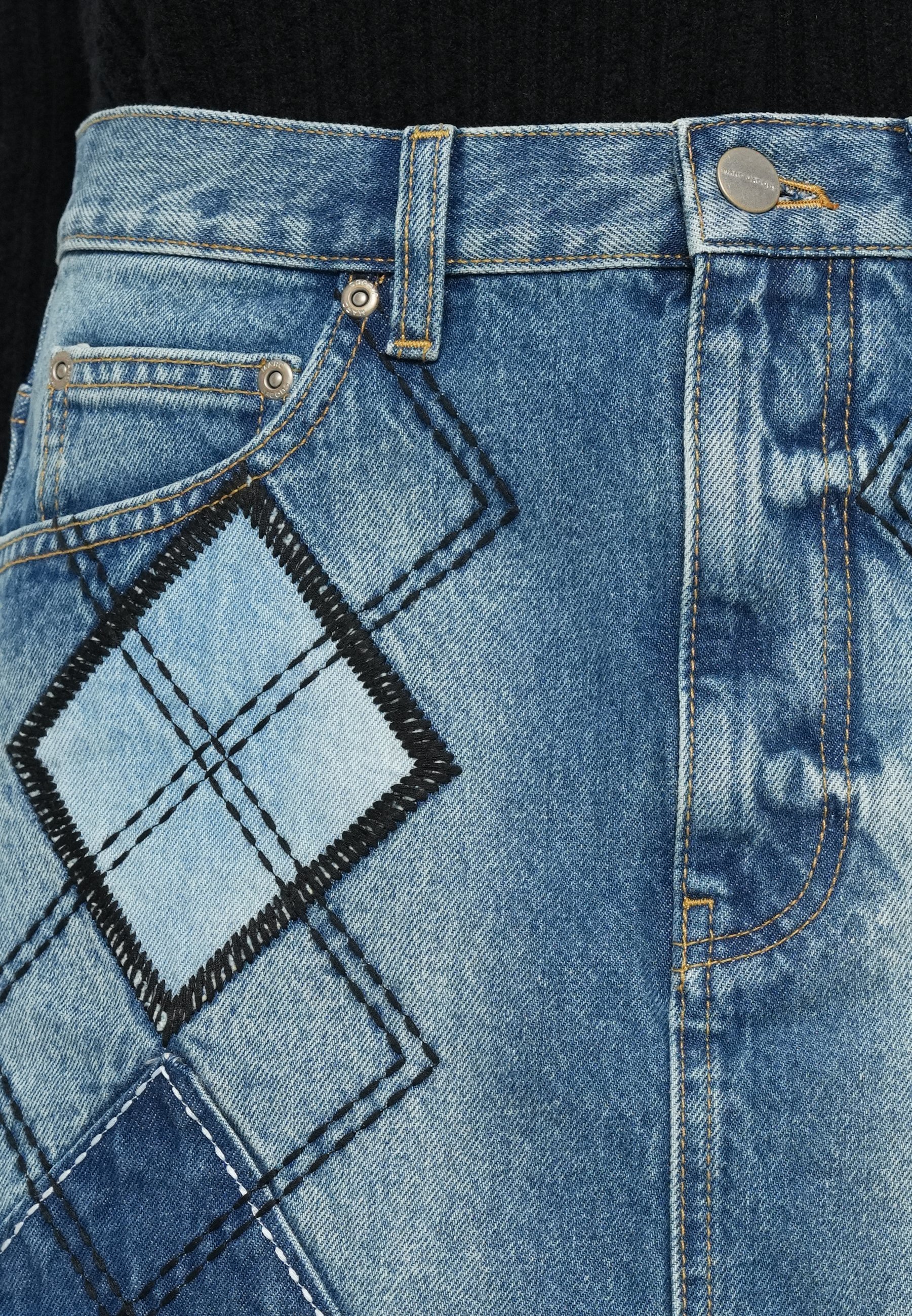 MARC JACOBS PATCHWORK À ARGYLE - Jupe en jean - bleu clair