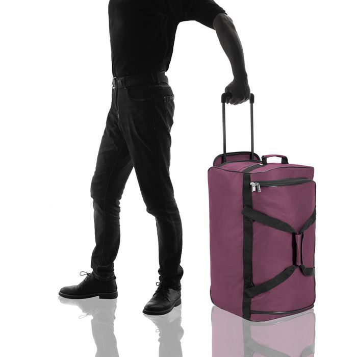 Monzana® 85L Purple Travel Bag with Wheels, Trolley Sports Bag, Telescopic Handle, 2 Lockable Wheels