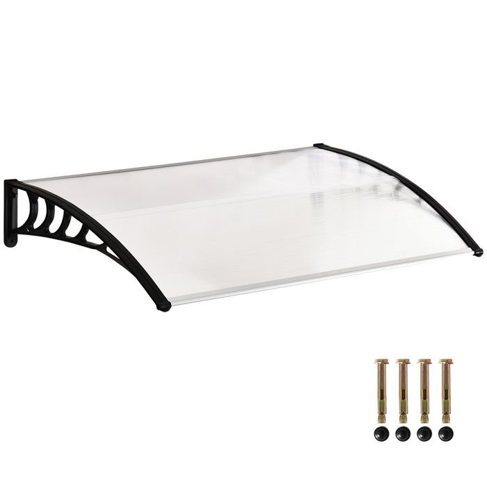 Front door canopy - Outsunny - polycarbonate awning roof - rain, snow, and UV protection - 0.9 x 1.5 m - transparent