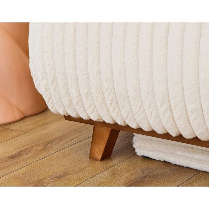 Cristal - fauteuil - convertible avec coffre - en fausse fourrure côtelée - Beige