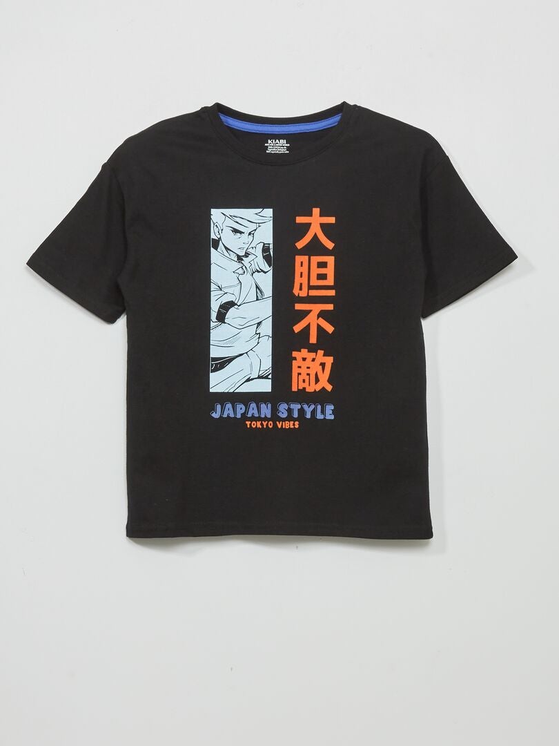 Camiseta com estampa 'Japão' - PRETA