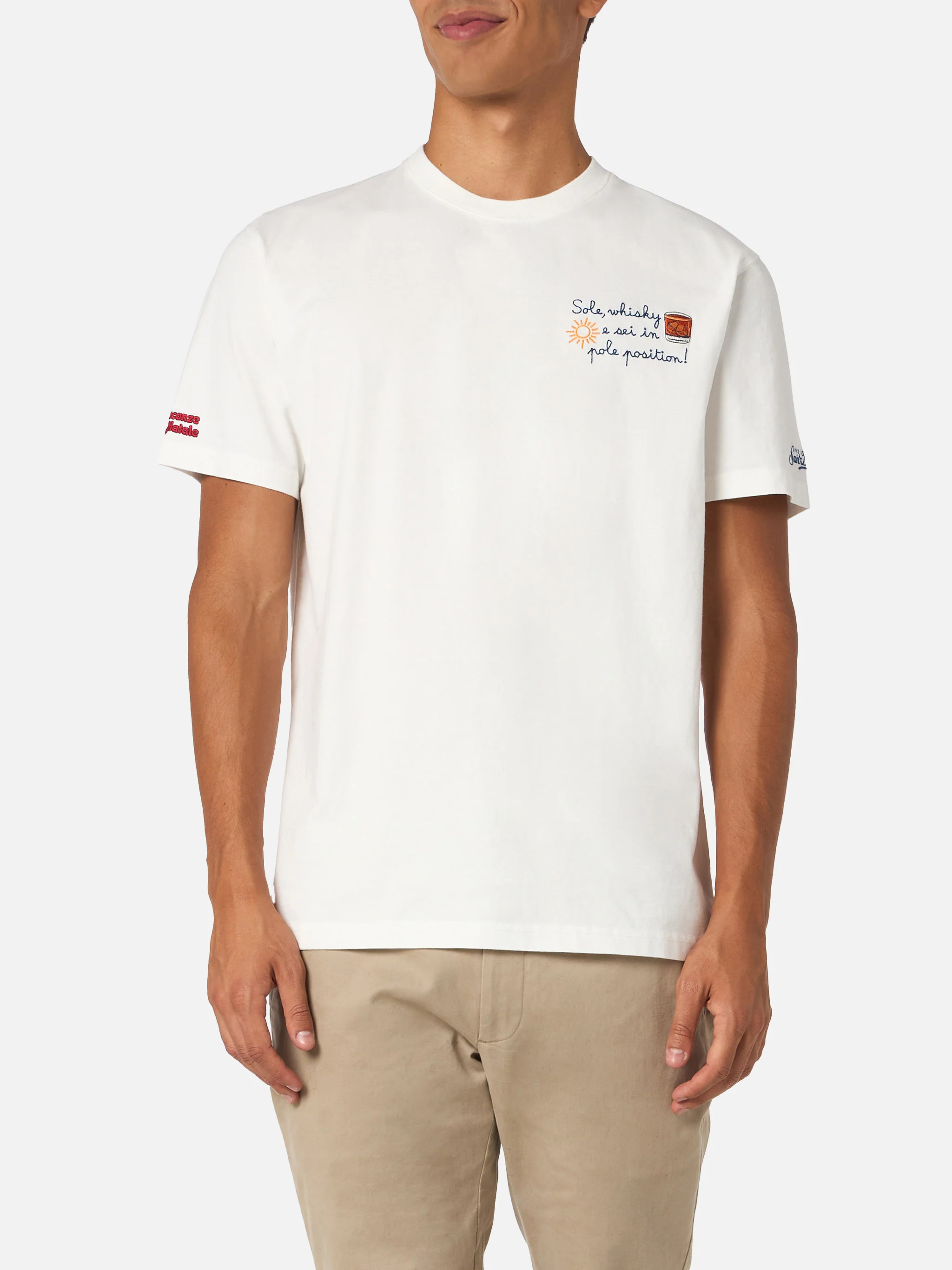 Camiseta Arnott roja de algodón grueso con bordado y corte clásico | EDICIÓN ESPECIAL DE NAVIDAD | MC2 Saint Barth