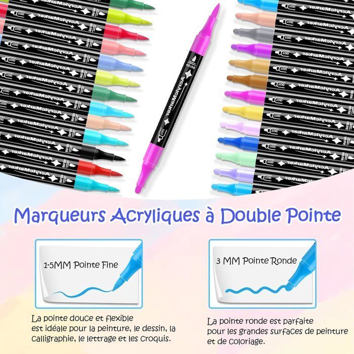 168 Couleurs Feutres Acrylique Coloriage,Feutre Peinture Acrylique, Séchage Rapide & Anti-Taches, Non Toxique &Sans Odeur,84 pièces