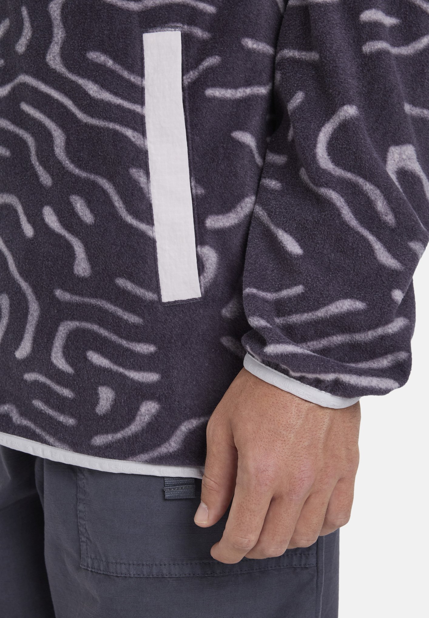 Quiksilver NO DESTINATION - Giacca in pile - stampa lineare grigio pietra