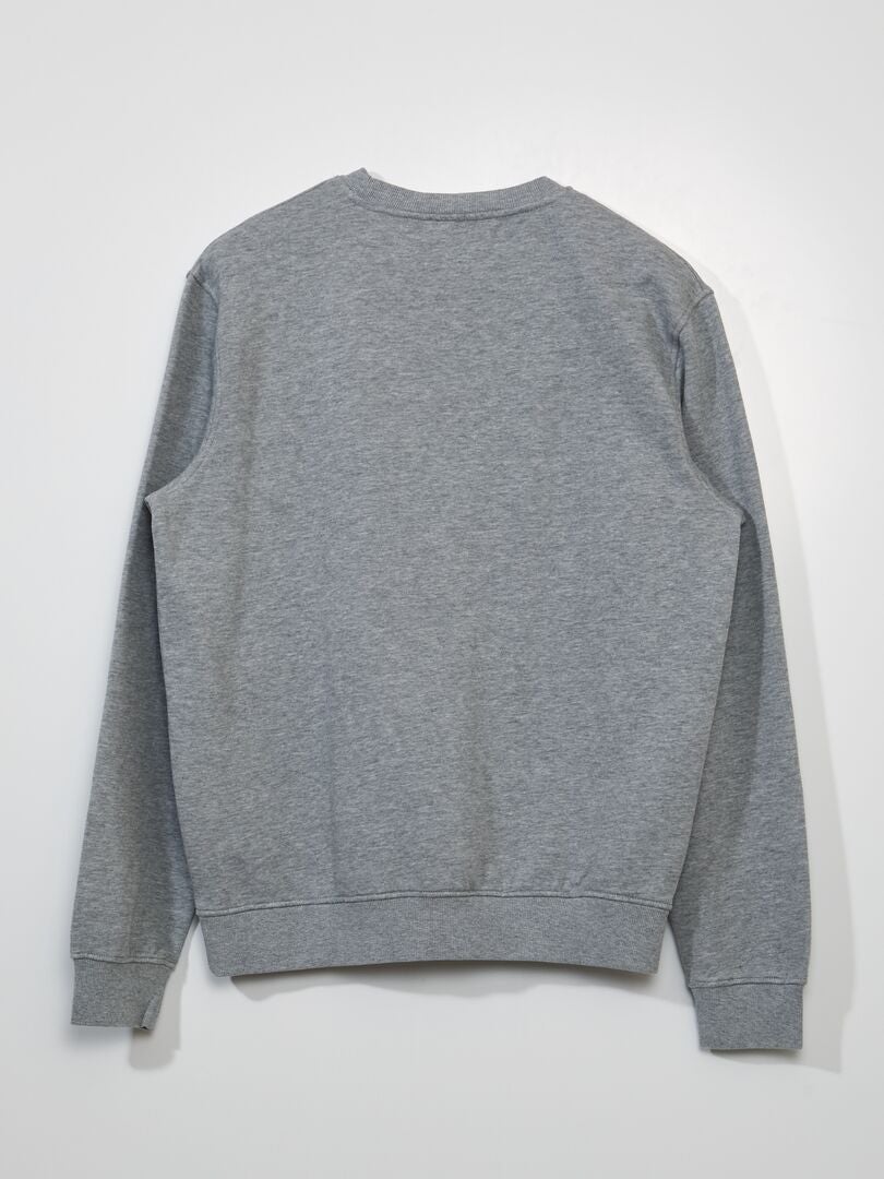 Bedrukte fleece sweater - GRIJS