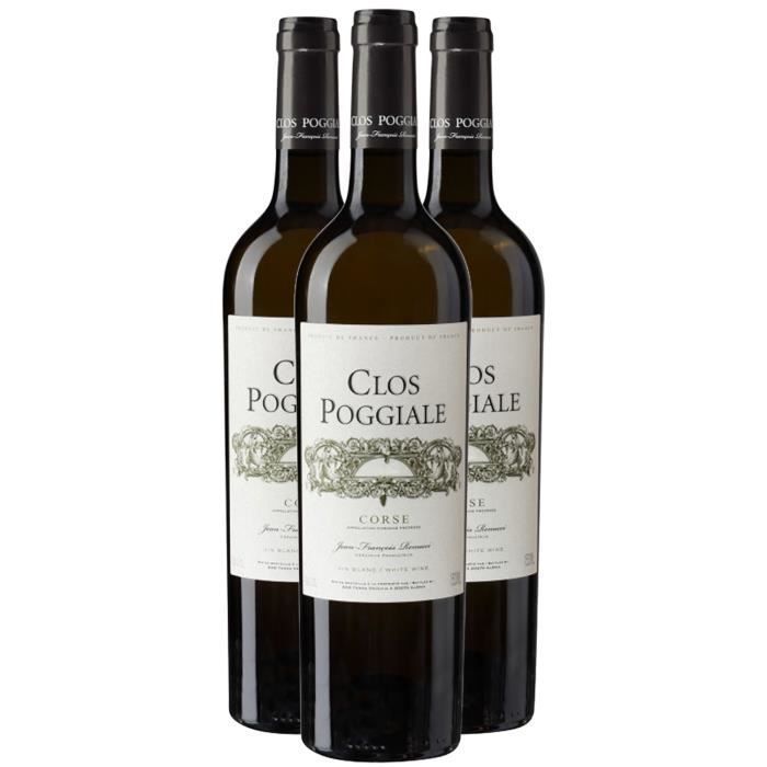 Corse Blanc 2022 - Lot de 3x75cl - Clos Poggiale - Vin AOC Blanc de Corse - Cépage Vermentinu