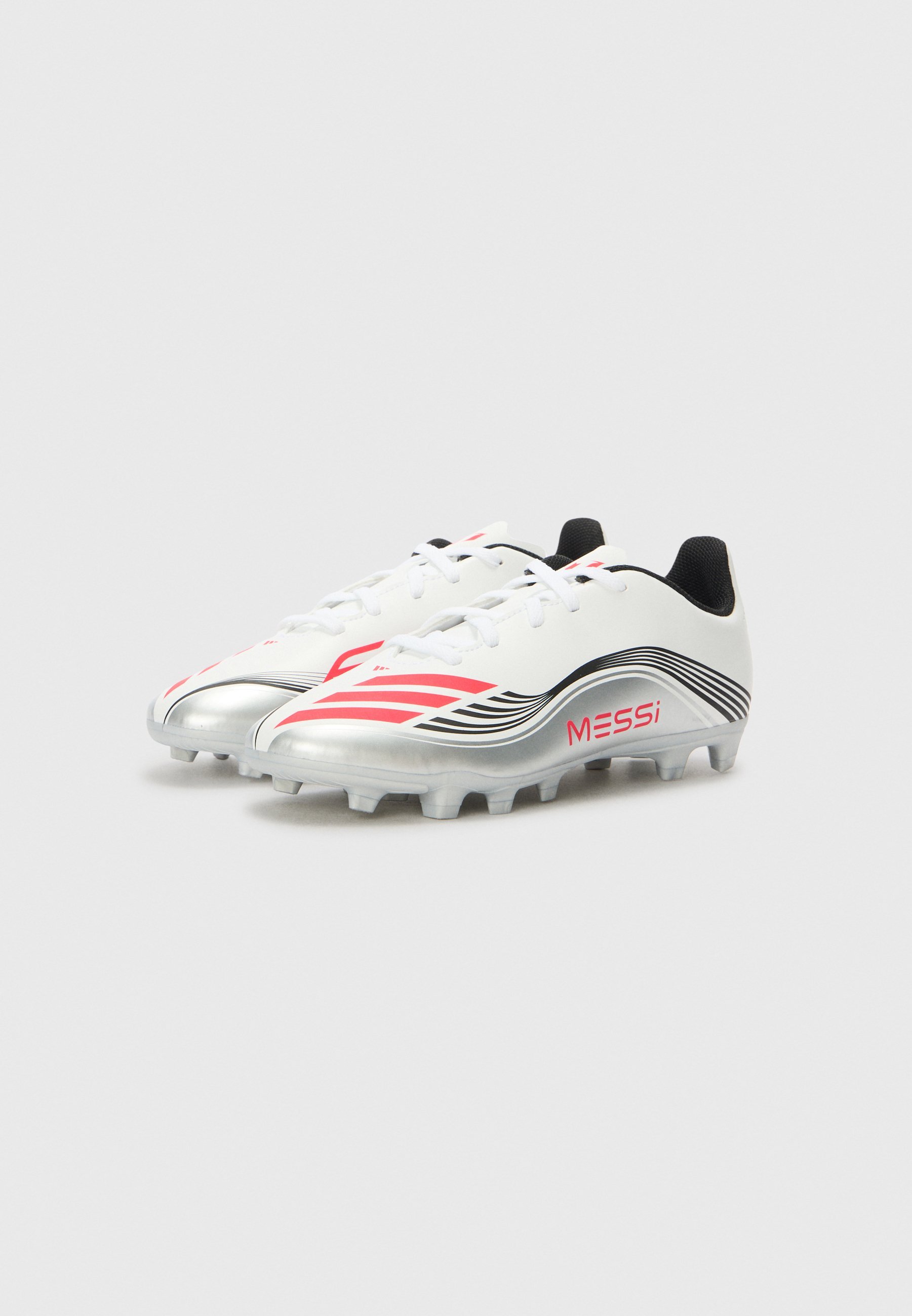 adidas Performance F50 MESSI UNISEX - Fußballschuhe für festen Boden - weiß/leuchtend rot/silberfarben