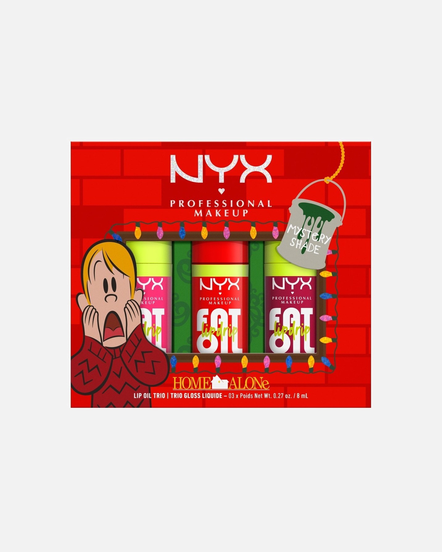 NYX Professional Makeup grima komplekts svētku kolekcijai Home Alone Fat Oil Lip Drip Trio - 1 gab.
