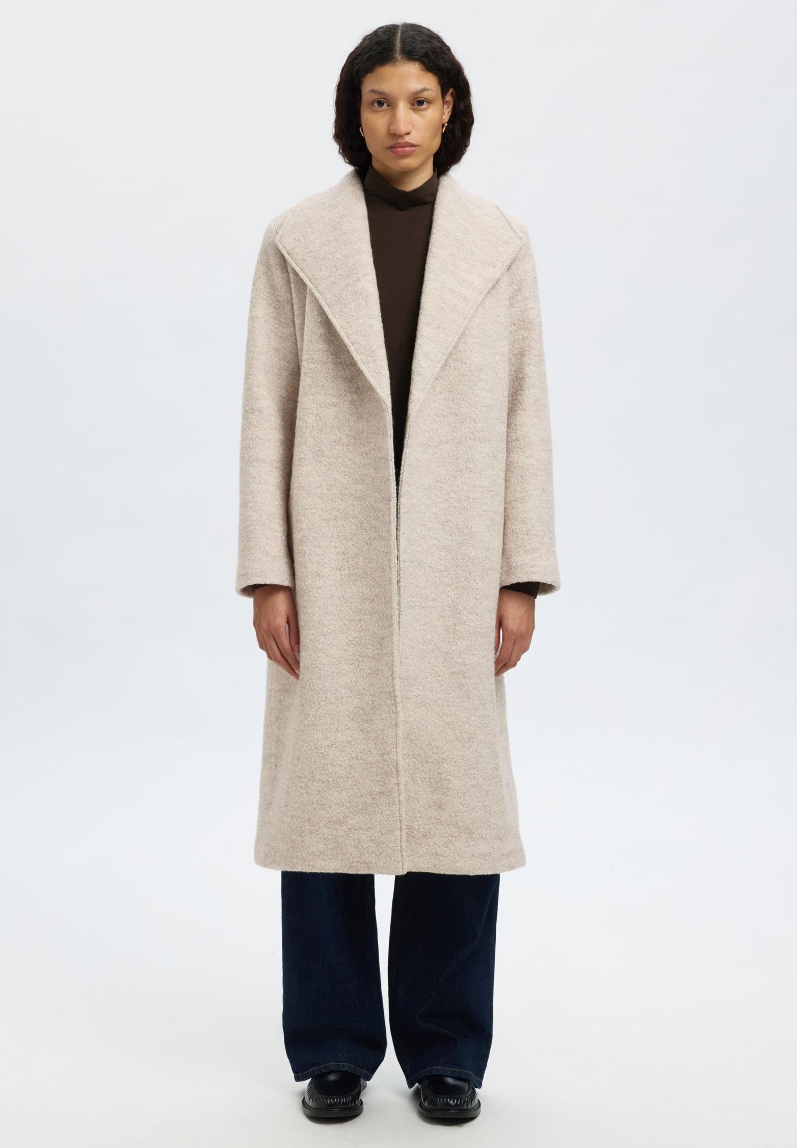 Selected Femme SLFROSA BOUCLE NOOS - Klassieke jas - sandshell detail: melange