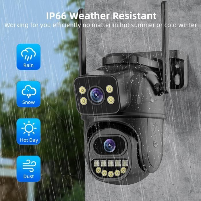 Telecamera di sorveglianza PTZ WiFi per esterni - PRUMYA - 4K 8MP - Doppia lente - Tracciamento AI - Visione notturna 20-25 m