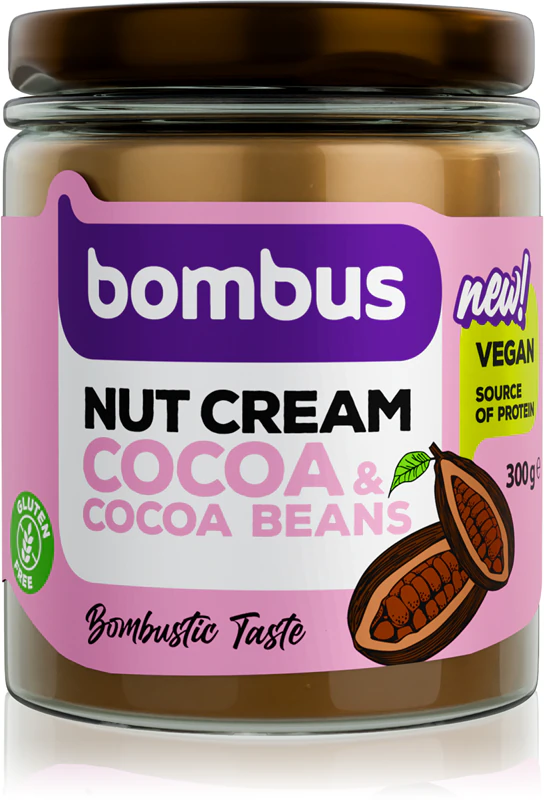 Bombus Nut Cream Cacau e Grãos de Cacau manteiga de amendoim com cacau
