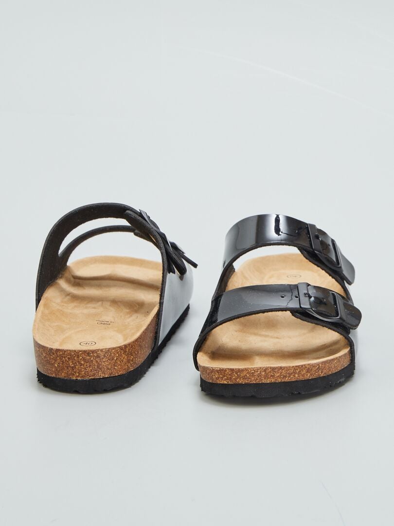 Lakleeren sandalen - ZWART