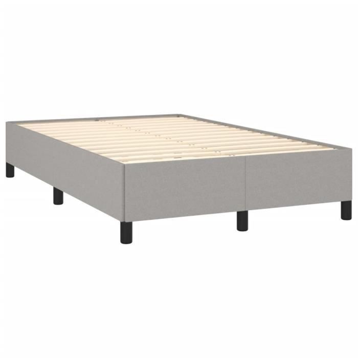 Base de cama de láminas y colchón - MOTHINESSTO - 120x190 cm - Tela gris claro - 2 plazas - Ajustable