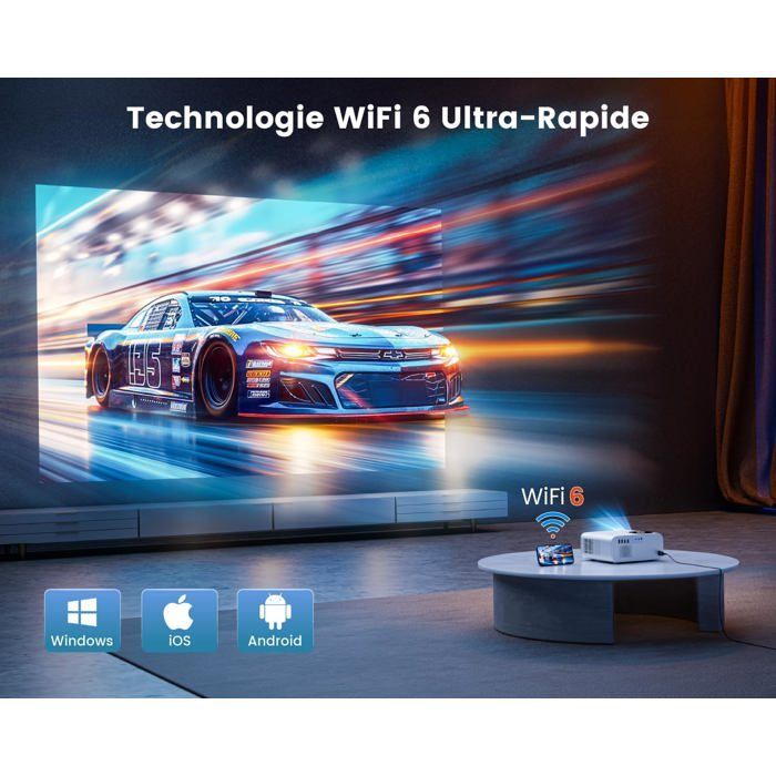 Projecteur 4K - ZIG-ZAG TERRITOIRES - 28000 Lumens - WiFi 6 - Bluetooth 5.2 - Zoom 50-100%