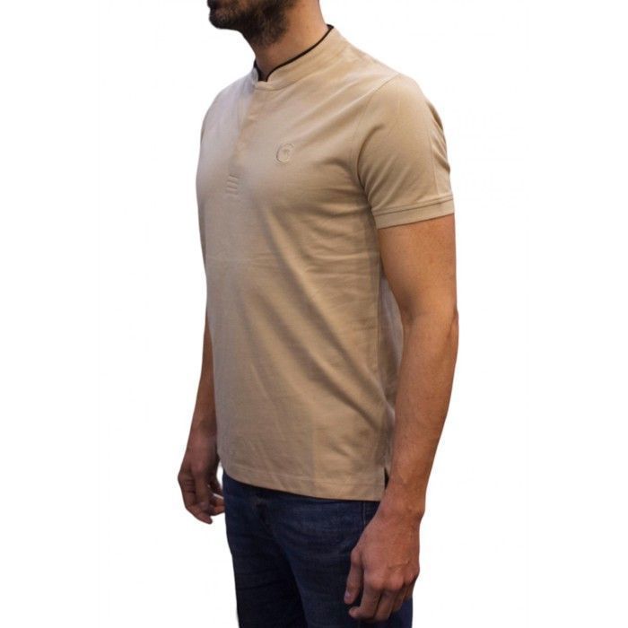 Cerruti 1881 Short-sleeved mandarin collar polo shirt New Firenza Beige Men