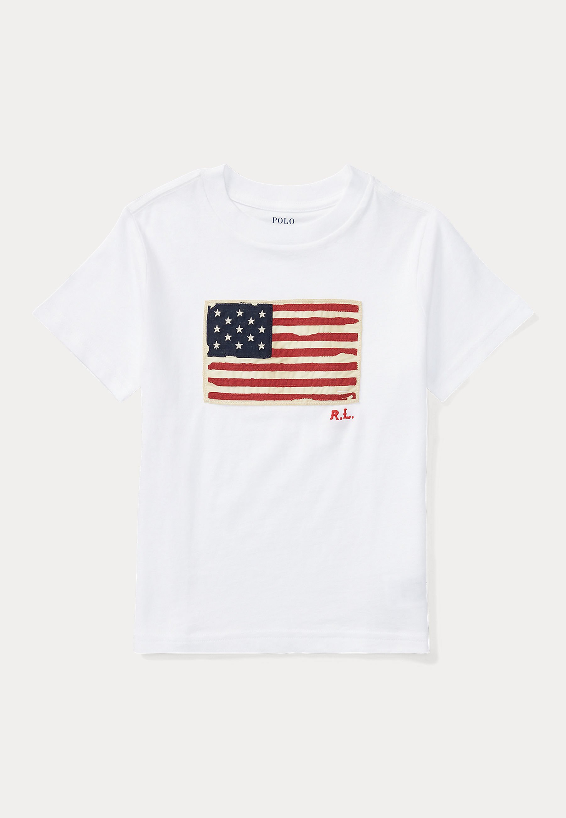 Polo Ralph Lauren T-shirt unisex in jersey di cotone con stampa FLAG - bianca