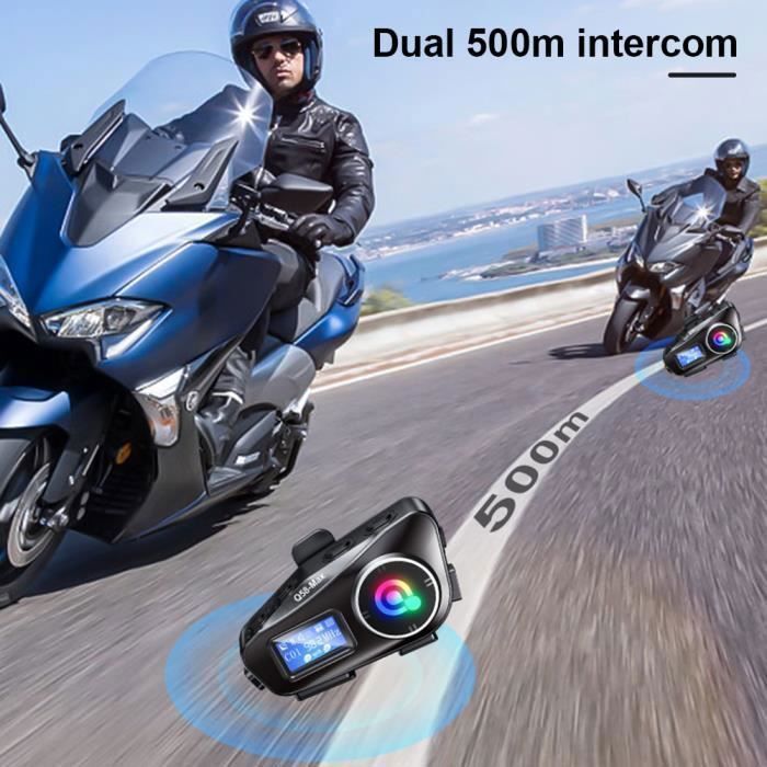 Interfono Bluetooth per moto - MIOLOE - T-COMSC - Portata 500 m - Autonomia batteria 10 ore - Microfono 2 in 1 rimovibile