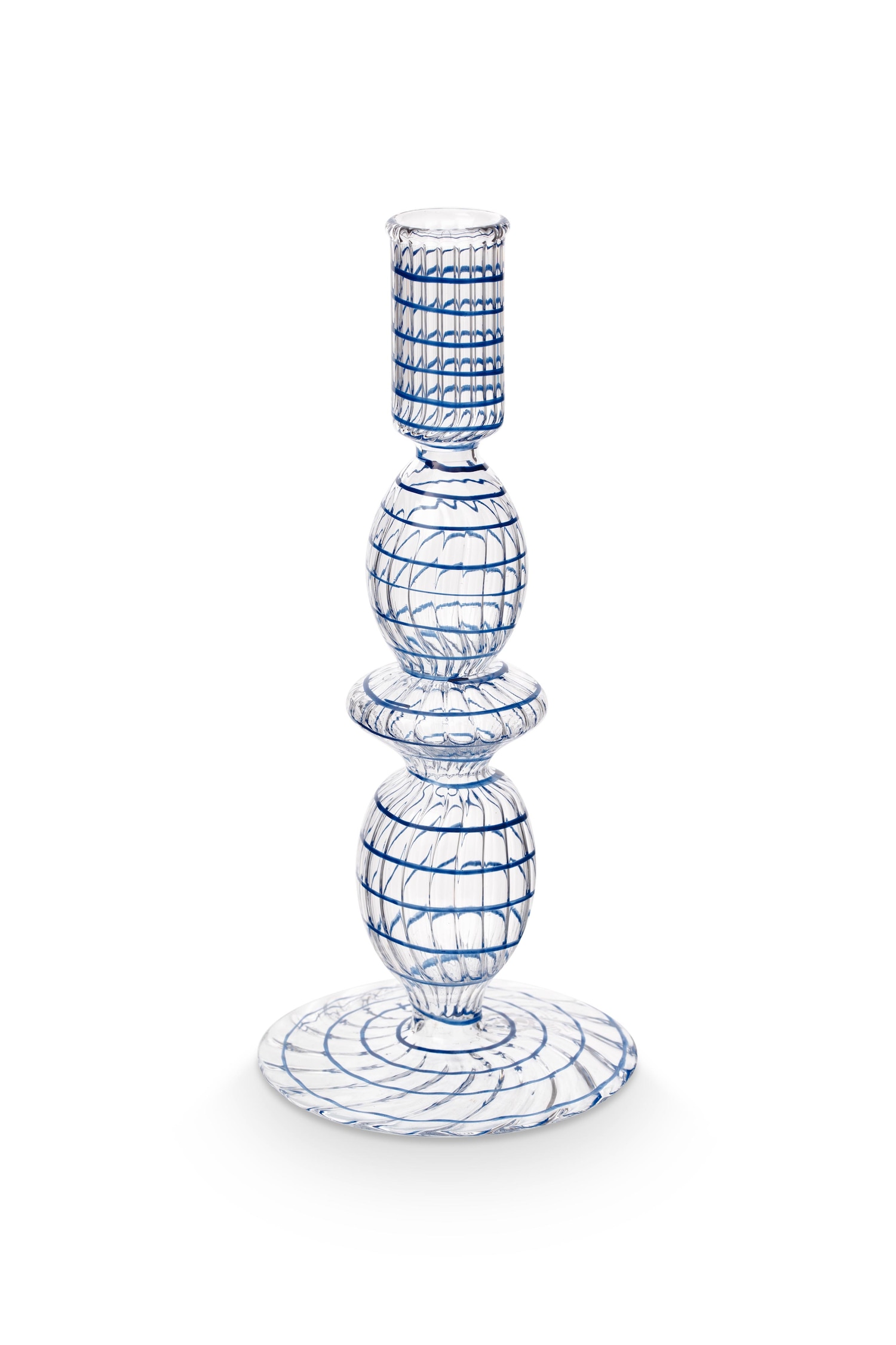 Bougeoir PIP Studio en verre tourbillonné, bleu foncé – 1 pièce