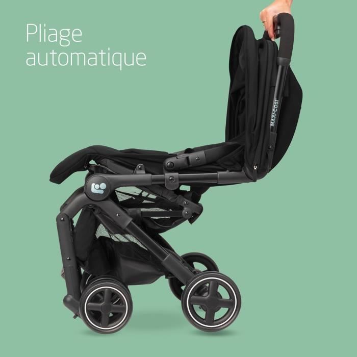MAXI-COSI Lara 2 Ultrakompakter Kinderwagen, 0–4 Jahre, 0–22 kg, automatischer Faltmechanismus, 3 Liegepositionen, Schwarz