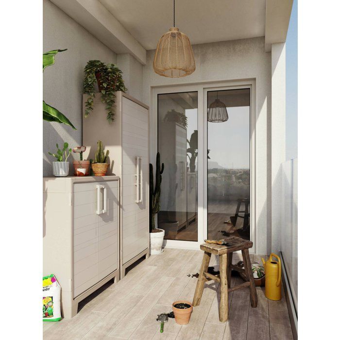 Armadio da esterno Grimsby Dmora, in plastica marrone sabbia, 44x80x100h cm