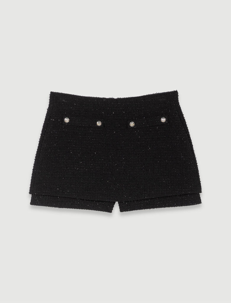 Tweed shorts - Zwart