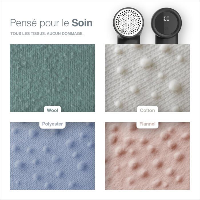 Rasoir Anti Bouloche Électrique – Écran LED, 3 Vitesses 9.000 RPM, Lame 6 Couches, 2h d’Autonomie, Anti Peluche Vetement USB C