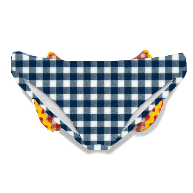 Braguitas de baño para niñas con estampado de cuadros vichy