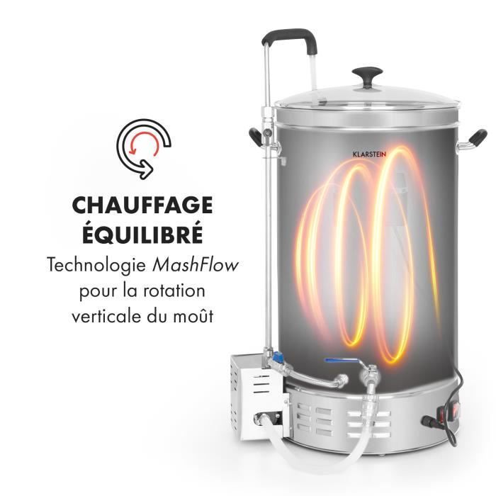 Klarstein Brauheld Pro - Marmita para elaboración de cerveza casera - 35 L - 2500 W - Marmita de acero inoxidable y bomba de circulación