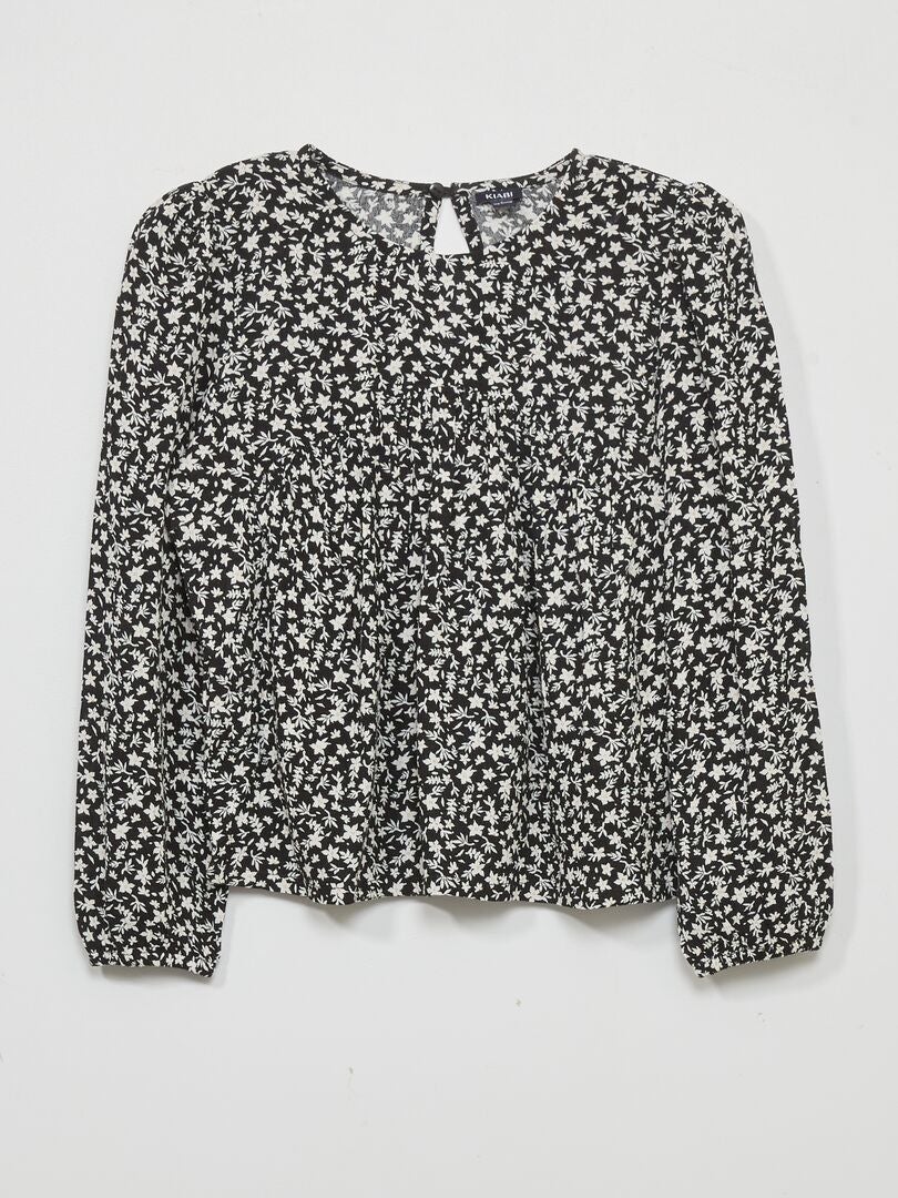 Blusa com estampa floral - PRETA