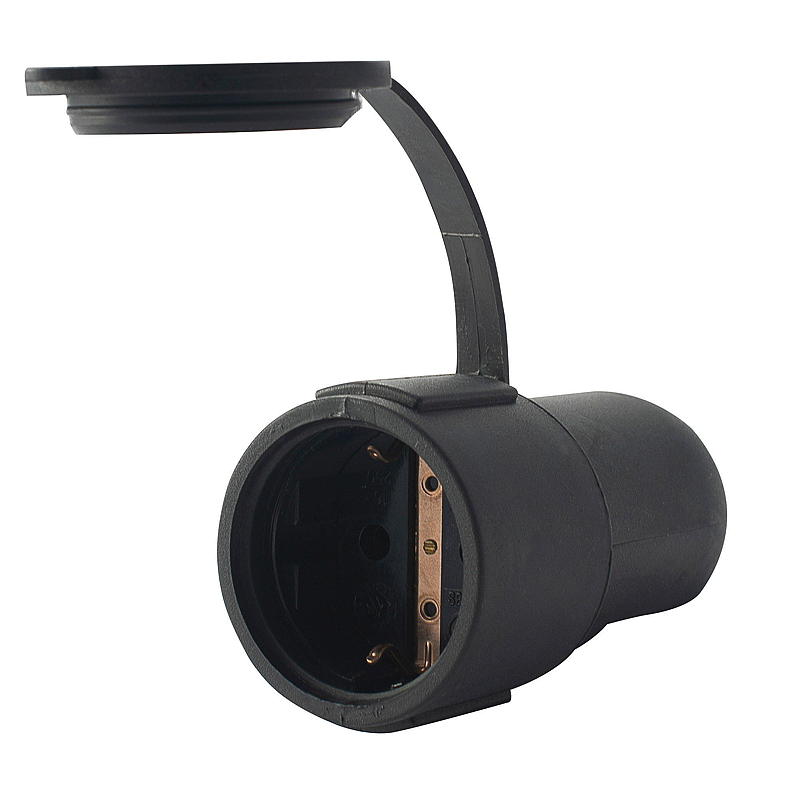 Prise d'extension Egant avec terre, IP44, noire, Egant
