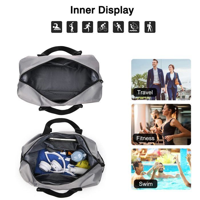 Ultralight Travel Bags, Large Sports Bags for Men and Women, Fitness Totes, Handbags, Weekend Backpacks, Gray