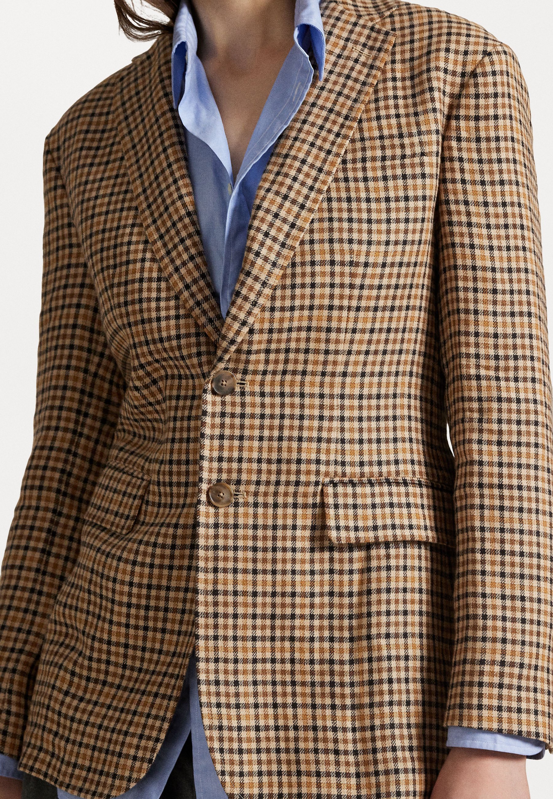 Polo Ralph Lauren geruite linnen tweed blazer - Blazer - bruin