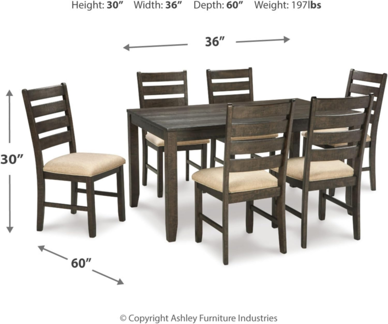 Esszimmer-Set (20 Zoll) mit Tisch und 6 gepolsterten Stühlen