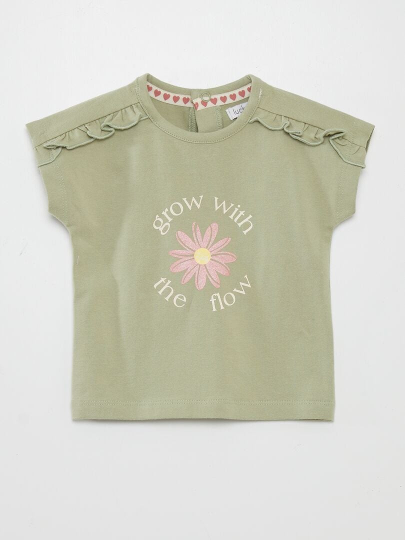 Conjunto de camiseta estampada + shorts de malha - 2 peças - VERDE