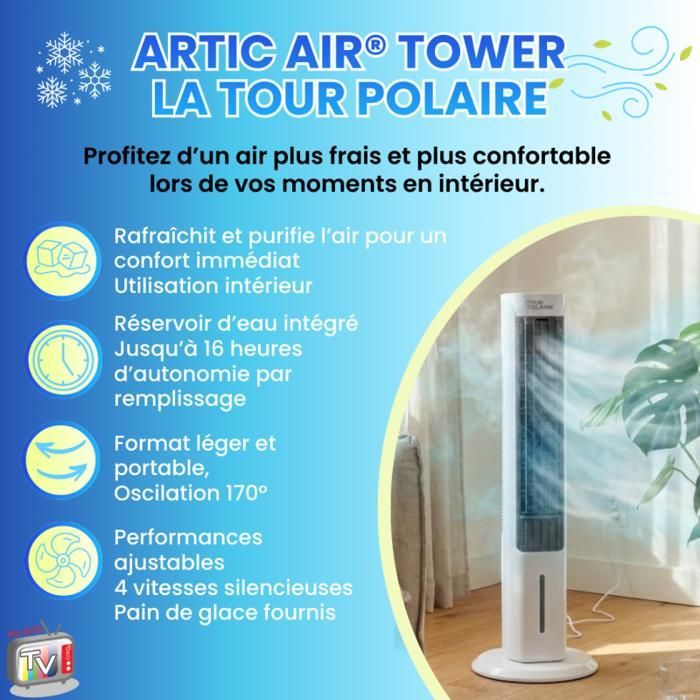 VENTEO - Enfriador de aire tipo torre | Ventilador portátil | Aire acondicionado móvil para interiores | Oscilación de 170° | Depósito de agua grande