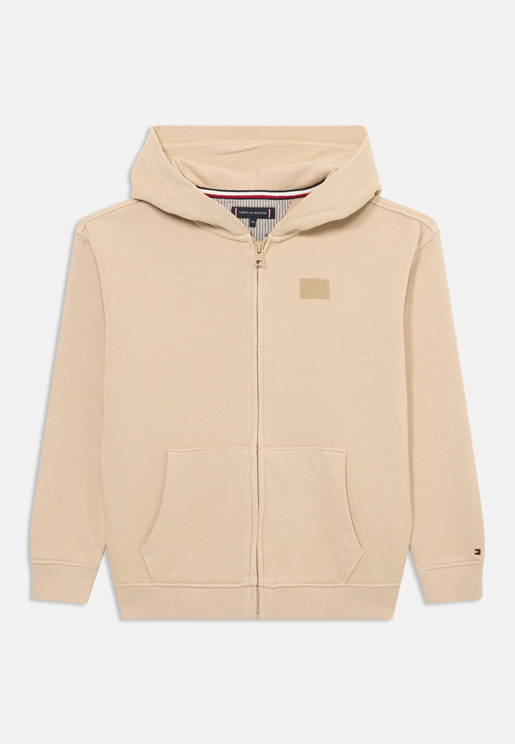 Sweat à capuche zippé Tommy Hilfiger à motif drapeau ton sur ton - unisexe - or doux