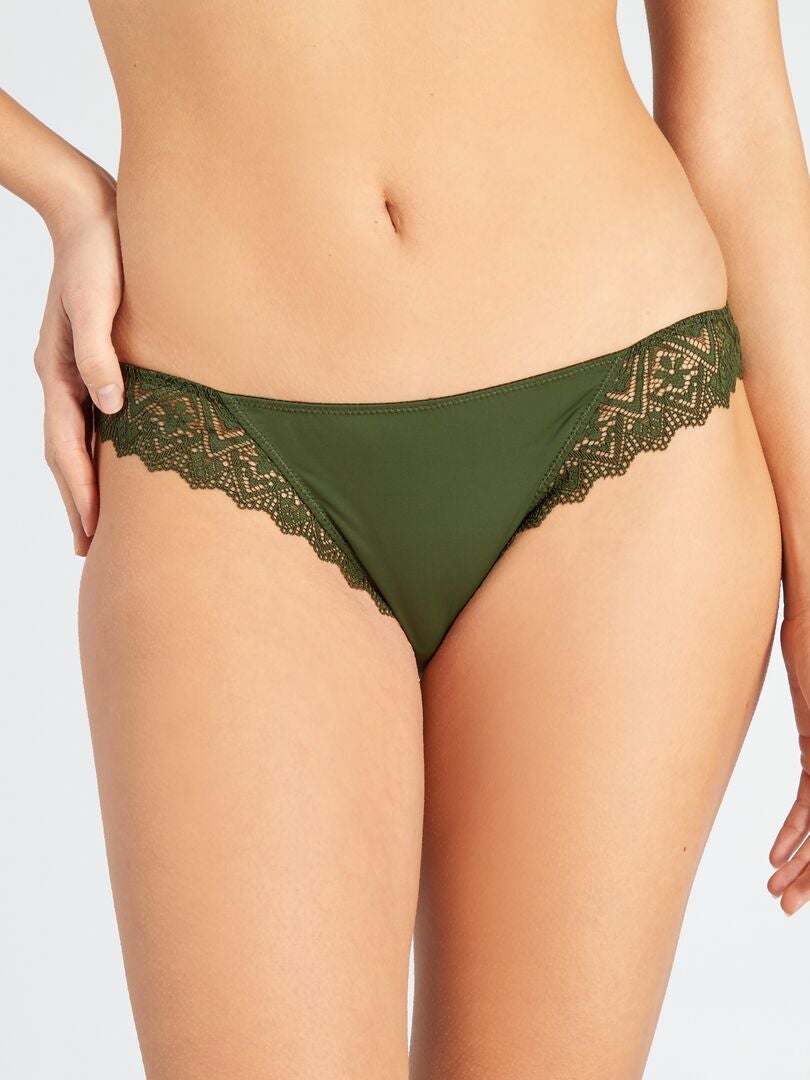 Slipje van kant en microvezel - GROEN