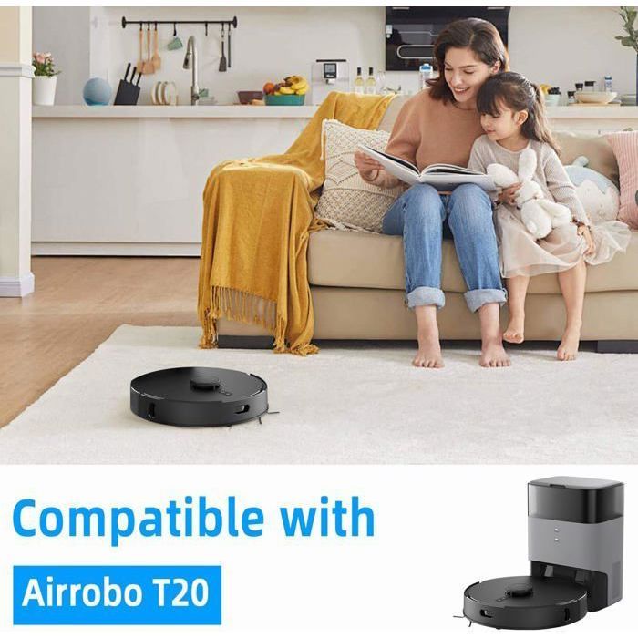 Accessory kit for AIRROBO T20 Vacuum Cleaner, 4 HEPA Filters, 4 Mop Cloths, 6 Side Brushes, 4 Dust Bags